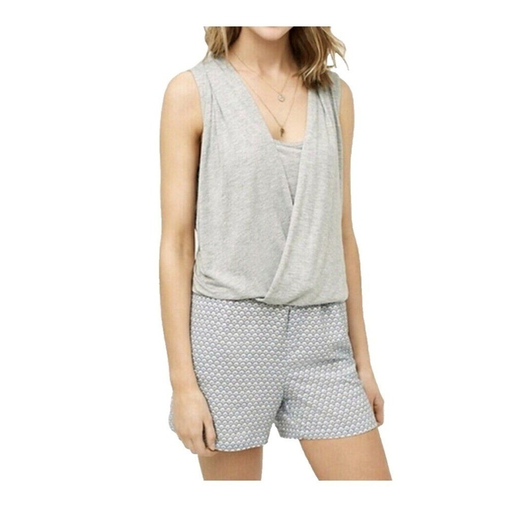 Anthropologie Hei Hei Romper Women M Gray Utility Safari Travel Pocket Adventure